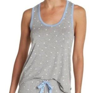 PJ Salvage Gray Blue Trim Star Print Racerback Tank Sleep Shirt Small NWT.